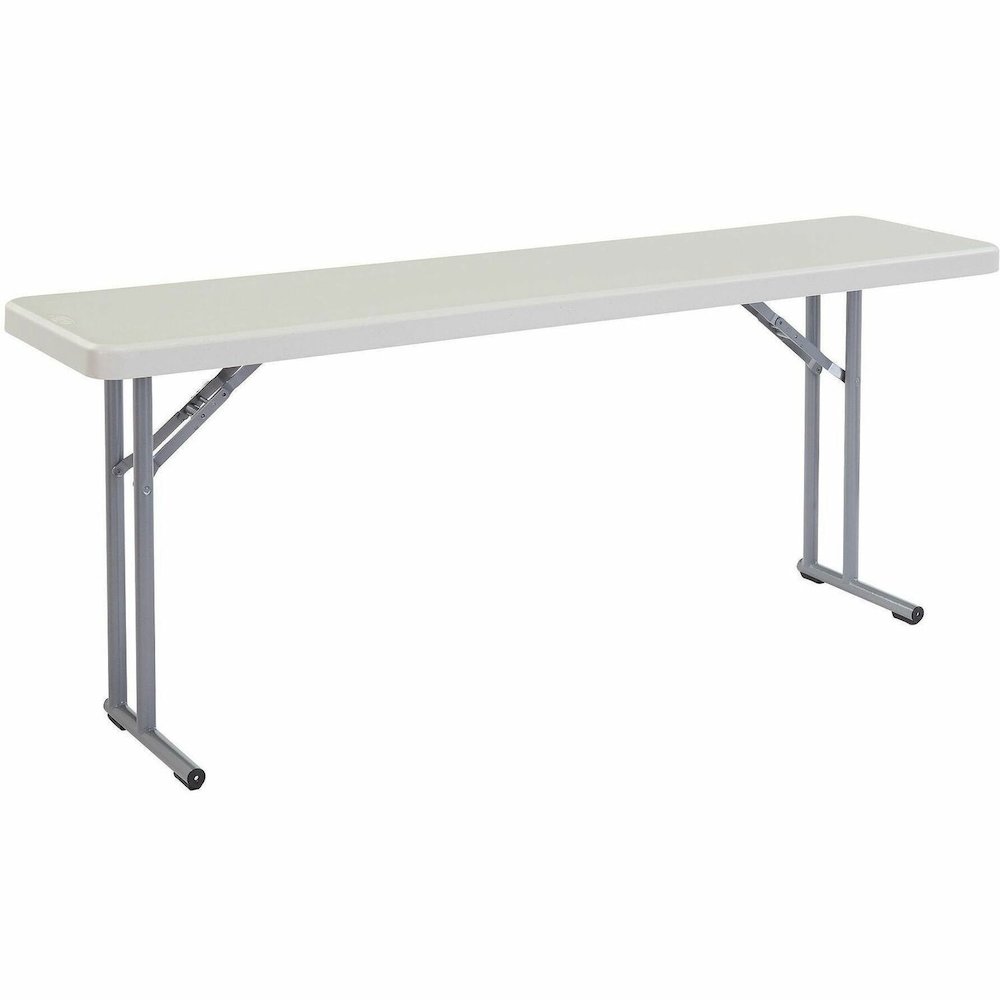 National Public Seating BT1800 Series Seminar Folding Tables - Speckled Gray, Textured Top - Gray Cantilever, Textured, Powder Coated Base - 700 lb Capacity - 72" Table Top Length x 18" Table Top Widt. Picture 1