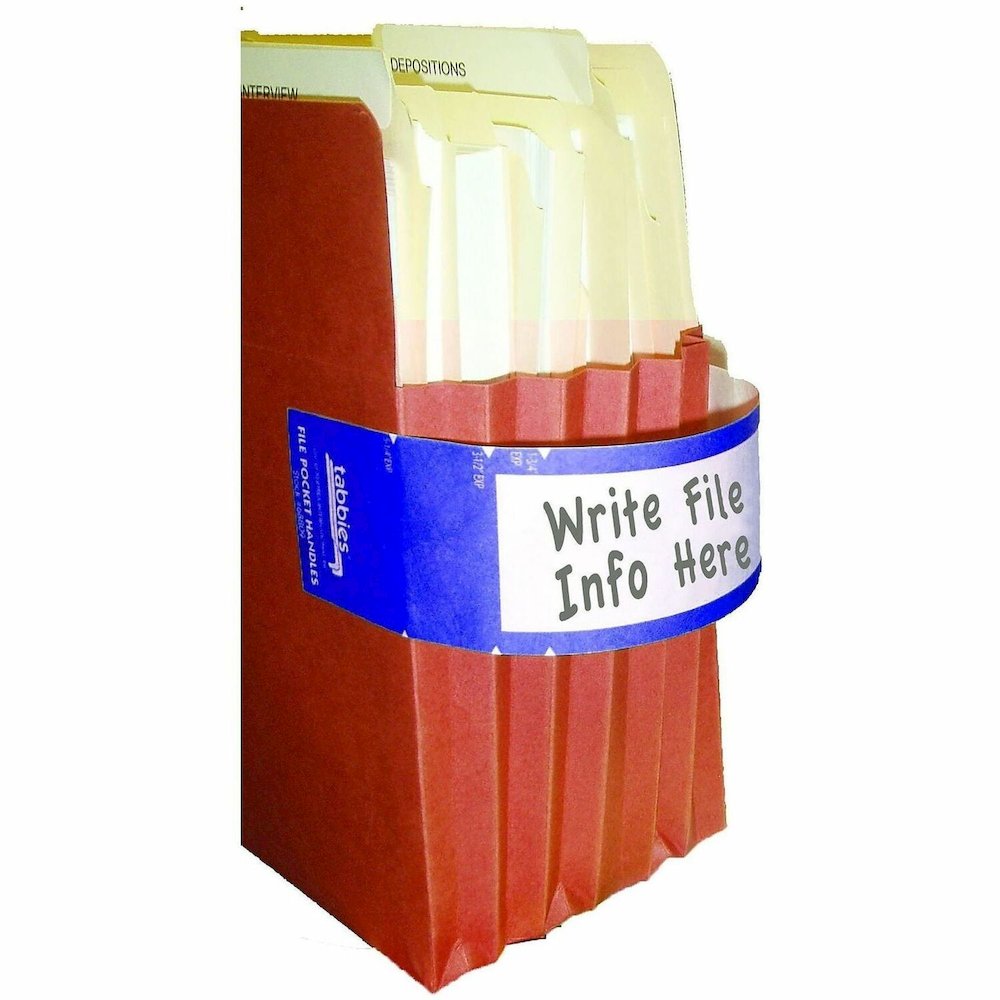 Tabbies File Pocket Handles - 2" Width x 9 5/8" Length - Dark Blue - Tyvek - 5 / Box. Picture 1