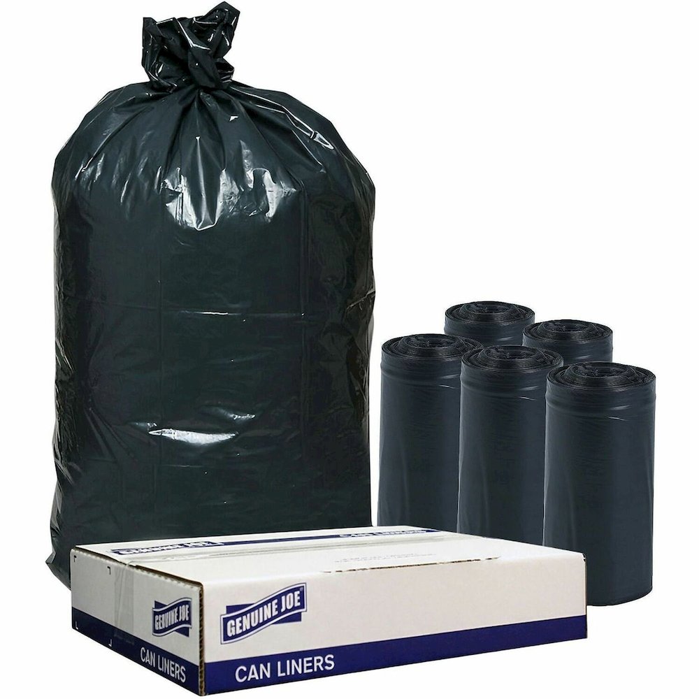 Genuine Joe Slim Jim 23-gallon Can Liners - Medium Size - 23 gal Capacity - 43" Length x 28.50" Width - Low Density - Black - Office Waste, Food - Recycled - 1 Carton. Picture 1