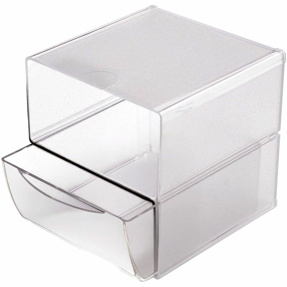 Deflecto Stackable Cube Organizer - 1 Drawer(s) - 6" Height x 6" Width x 7.20" Depth - Stackable, Removable Drawer, Removable Divider, Sturdy - Clear - Plastic - 1 Each. Picture 1