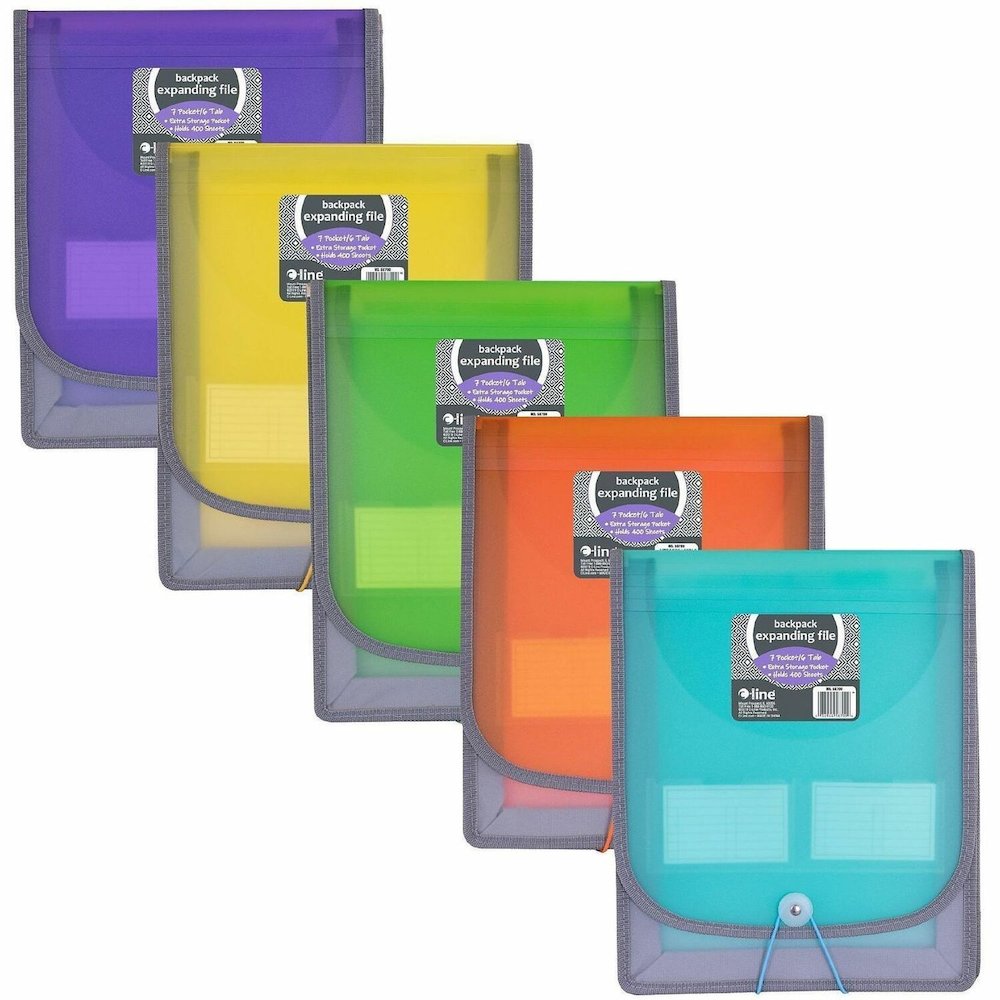 C-Line CLI-58700 Letter Organizer Folder - 8 1/2" x 11" - 400 Sheets Capacity - 7 Front, Internal Pocket - Assorted - 1 Each. Picture 1