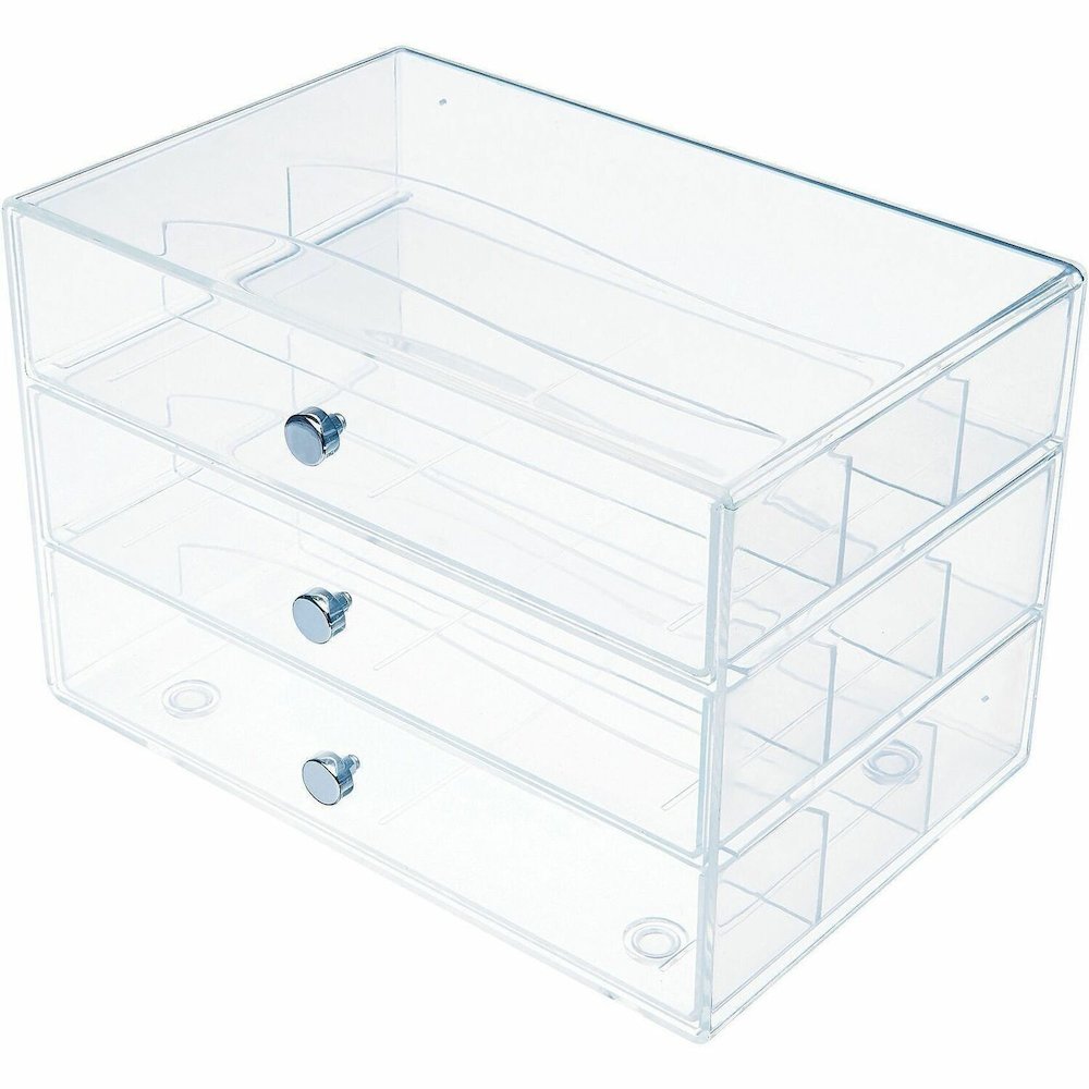 Deflecto 3-Drawer Storage Organizer - 3 Drawer(s) - 7" Height x 10" Width x 6.80" Depth - Clear - 1 Each. Picture 1