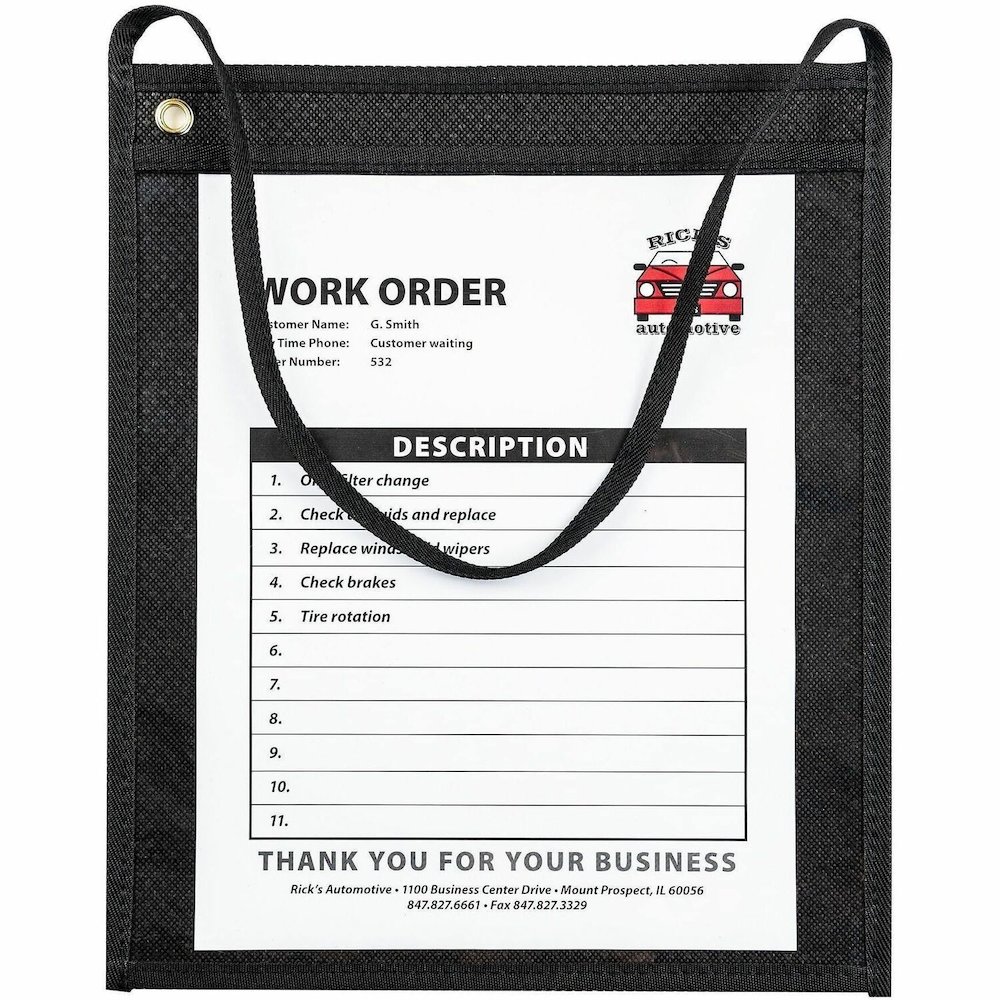 C-Line Fabric Hanging Strap Shop Ticket Holders - 12" Height x 9" Width - Fabric - Clear - 15 / Box. Picture 1