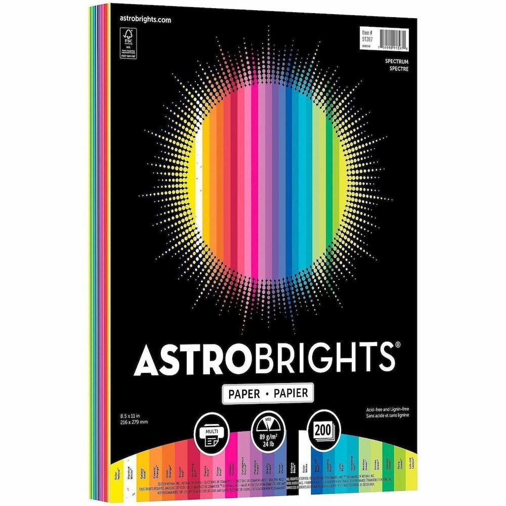 Neenah Spectrum Assortment Multipurpose Paper - Letter - 8 1/2" x 11" - 24 lb Basis Weight - Smooth - Heavyweight, Acid-free, Lignin-free - Eclipse Black, Stardust White, Vulcan Green, Terra Green, Ma. Picture 1