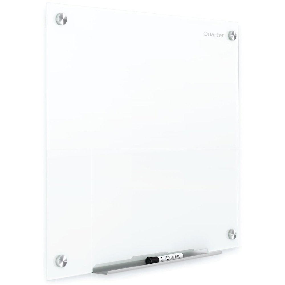 Quartet Infinity Magnetic Glass Dry-Erase Board, White, 48" x 48" - 48" (4 ft) Width x 48" (4 ft) Height - White Tempered Glass Surface - Square - Horizontal/Vertical - Magnetic - Frameless, Accessory. Picture 1