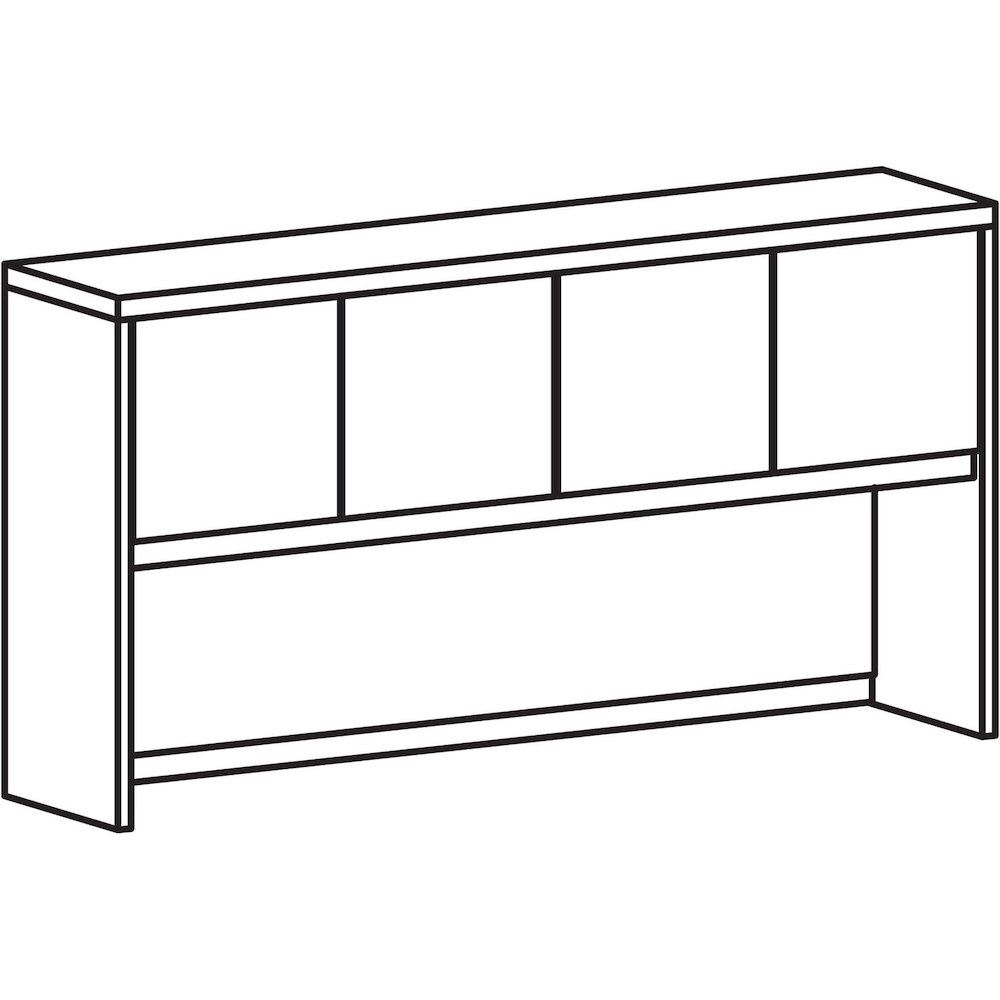 Lorell Prominence 2.0 Hutch - 72" x 16"39" - 4 Door(s) - Material: Particleboard - Finish: Gray Elm, Thermofused Melamine (TFM), Laminate. Picture 1