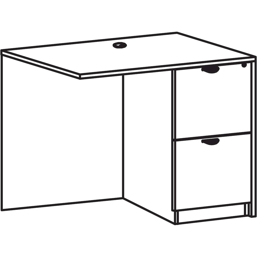 Lorell Prominence 2.0 Right Return - Rectangle - 29" Height x 42" Width x 24" Depth, 1" Thickness Top - Total Drawer(s): 2 - Band Edge - Material: Particleboard - Finish: Gray Elm, Thermofused Melamin. Picture 1
