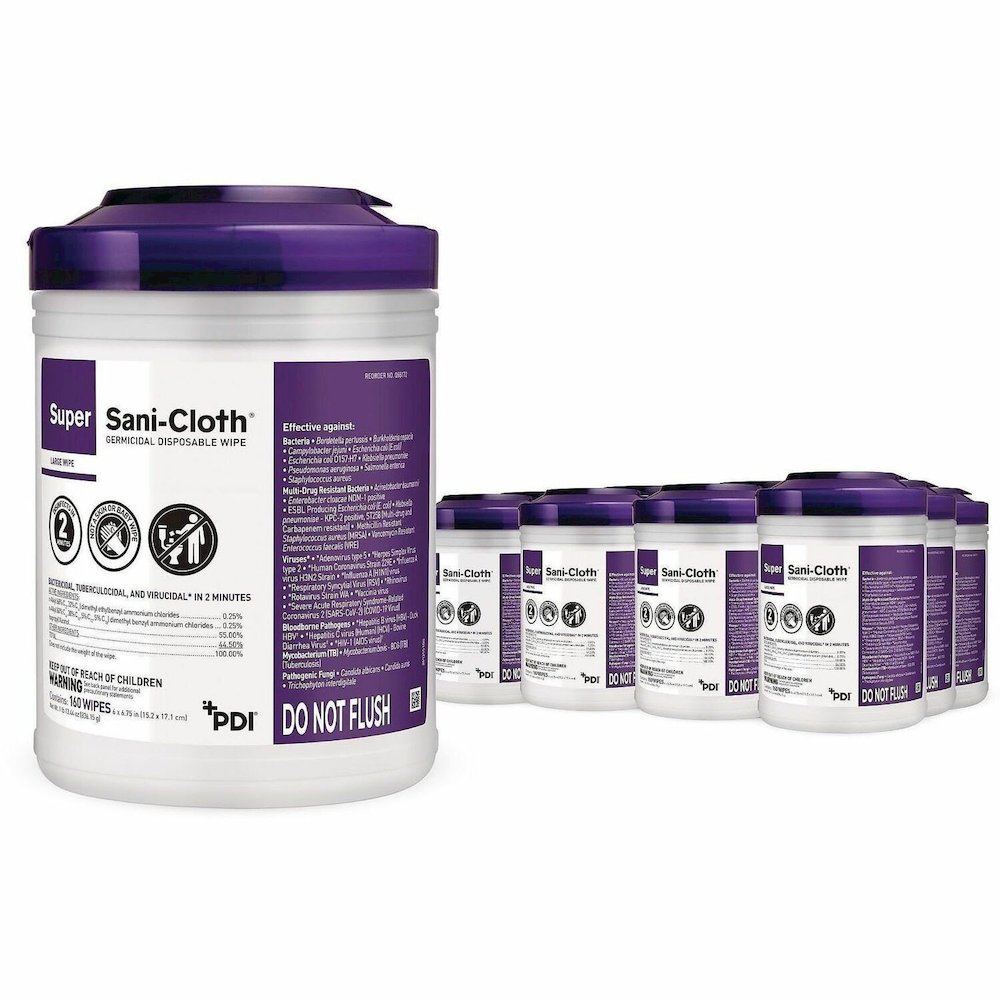 PDI Super Sani-Cloth Germicidal Disposable Wipe - 6.75" Length x 6" Width - Disposable, Disinfectant, Deodorize, Latex-free, Bleach-free, Virucidal, Fungicide, Strong, Pre-moistened, Antimicrobial - W. Picture 1