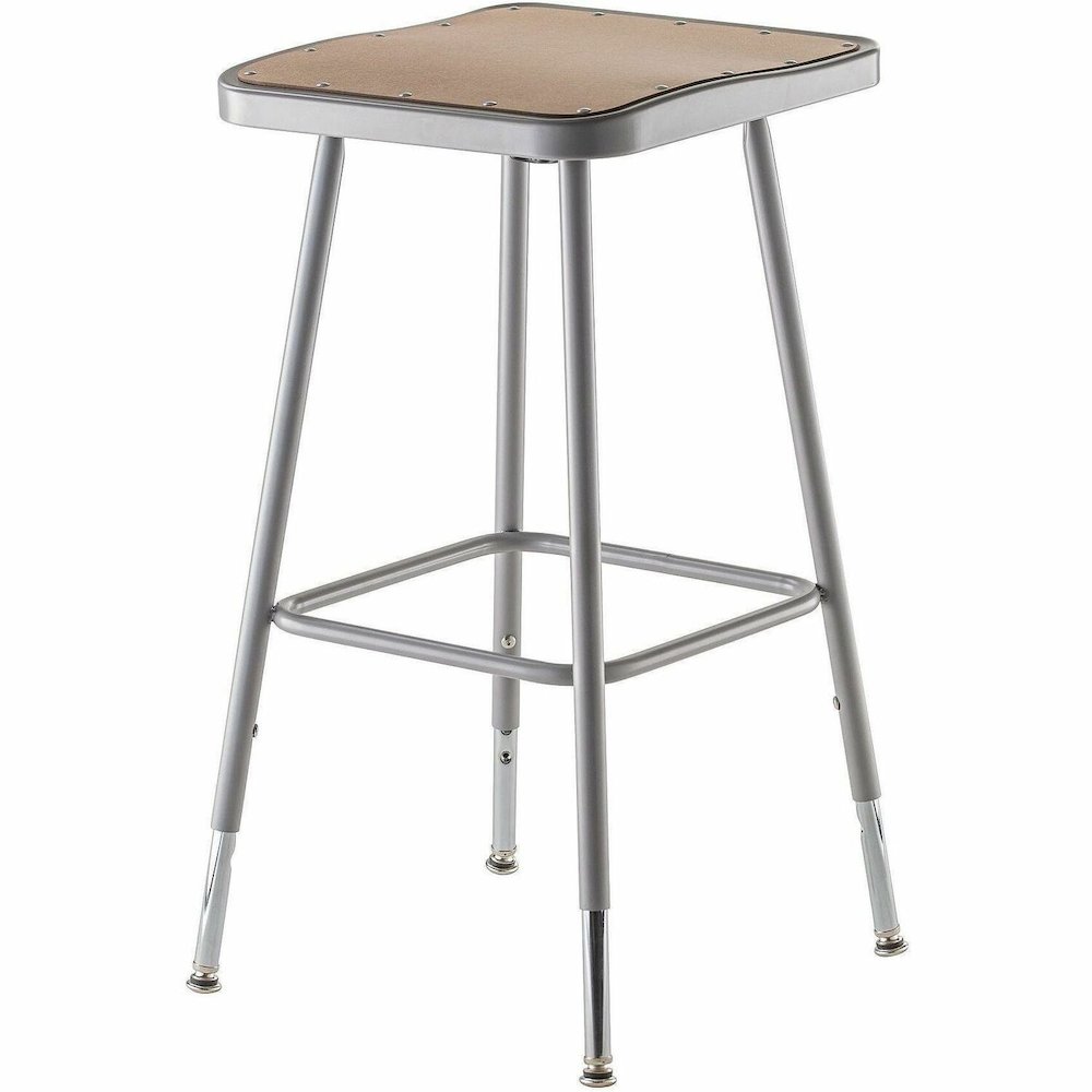 National Public Seating 6300 Series Heavy-Duty Square-Seat Stools - Masonite Seat Material - Gray Frame Color - Steel Frame Material - Four-legged Base - Gray - 1 Each. Picture 1