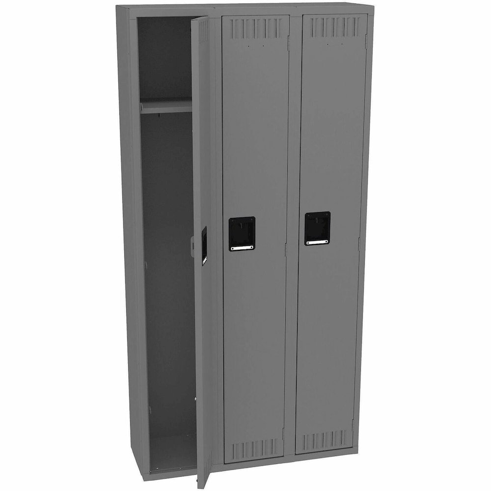 Tennsco Single-Tier 3-Wide Steel Lockers - 1 Shelve(s) - 1 Tier(s) - Vandal Resistant - for Office, School, Industrial - Overall Size 72" Height x 36" Width x 12" Depth - Medium Gray - Steel. Picture 1