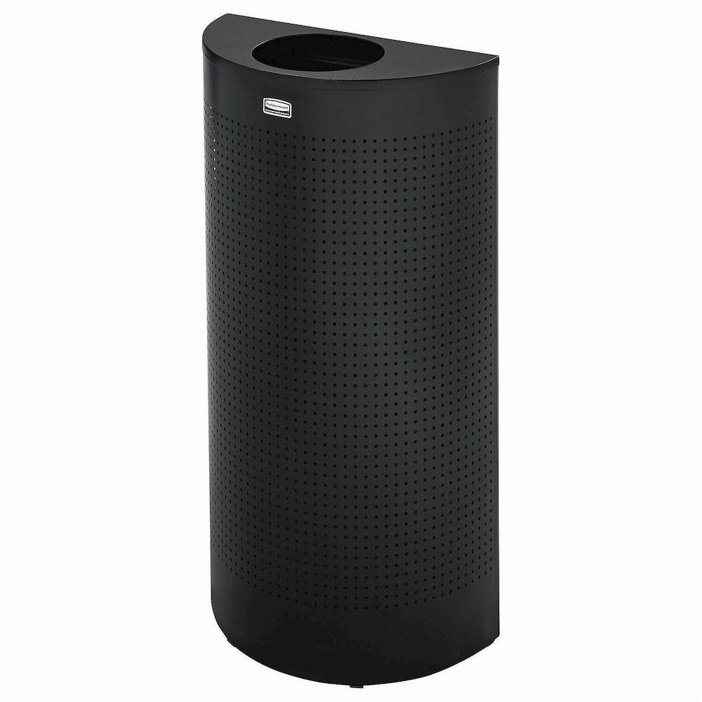 Rubbermaid Commercial Half Round Metallic Waste Receptacle - Open Top - 12 gal Capacity - Half-round - For Indoor, Commercial - Fire Resistant - Perforated, Fire-Safe - 32" Height x 18" Width x 9" Dep. Picture 1