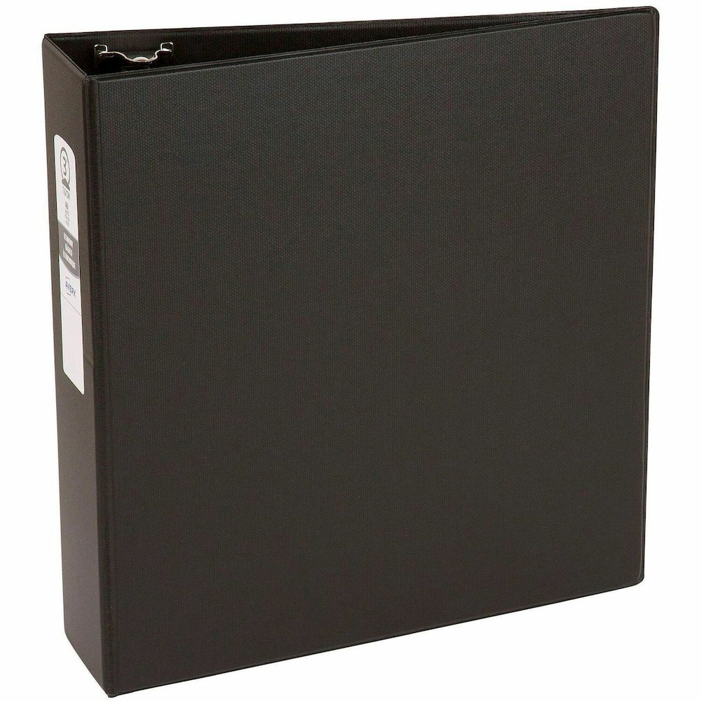 Avery&reg; Economy Binder - 3" Binder Capacity - Letter - 8 1/2" x 11" Sheet Size - 460 Sheet Capacity - 3 Ring - Fastener: Round Ring - Pocket: 2, Internal - Vinyl - Black - Recycled - Non Locking Me. Picture 1