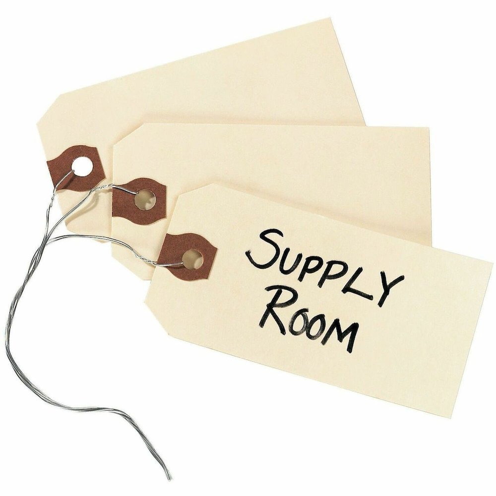 Avery&reg; Shipping Tags with Wire, 11.5 pt. Stock, 3-3/4" x 1-7/8" , 1,000 Manila Hang Tags - #26 - 3.75" Length x 1.87" Width - Rectangular - Wire Fastener - Card Stock - Manila - 1000 / Box. Picture 1