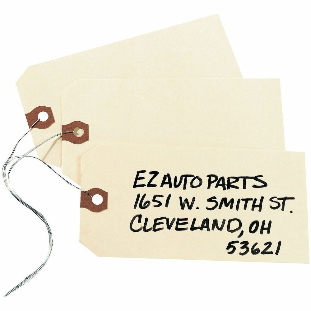 Avery&reg; Shipping Tags with Wire, 11.5 pt. Stock, 5-1/4"x2-5/8" , 1,000 Manila Hang Tags - #26 - 5.25" Length x 2.62" Width - Rectangular - Wire Fastener - Card Stock, Pulp - Manila - 1000 / Box. Picture 1