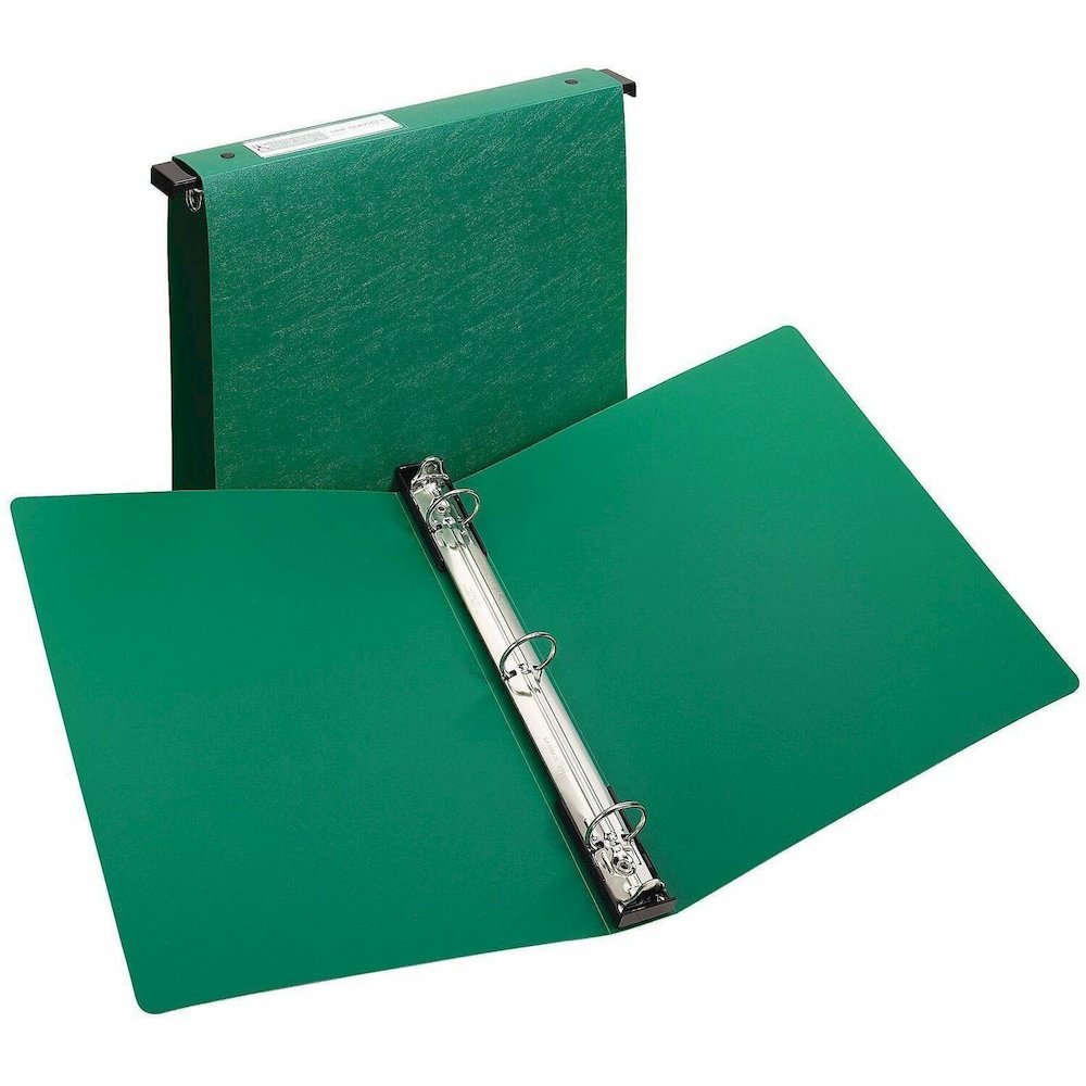 Avery&reg; Hanging Storage Flexible Binder - 1" Binder Capacity - Letter - 8 1/2" x 11" Sheet Size - 175 Sheet Capacity - 3 Ring - Fastener: Round Ring - Vinyl - Green - 9.28 oz - Gap-free Ring, Locki. Picture 1