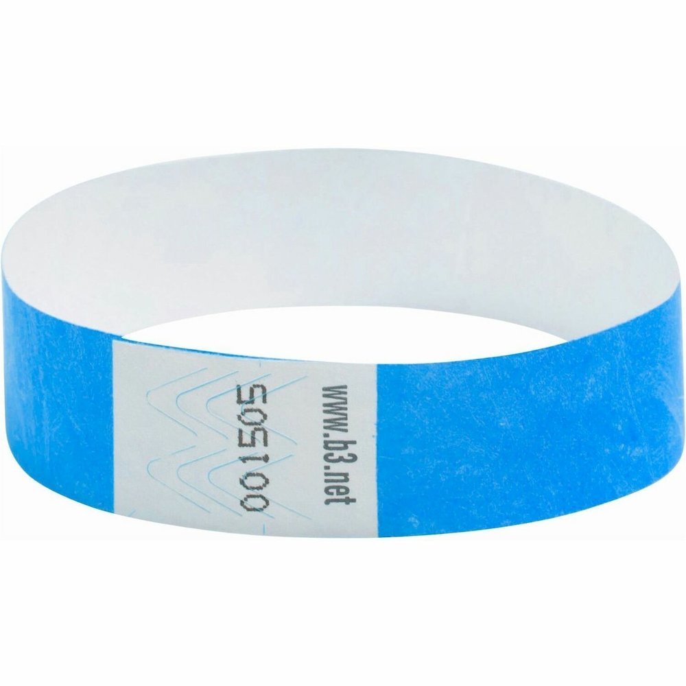 SICURIX Standard Dupont Tyvek Security Wristband - Standard - 0.7" Height x 10" Width - Blue - Tyvek - 100 / Pack. Picture 1