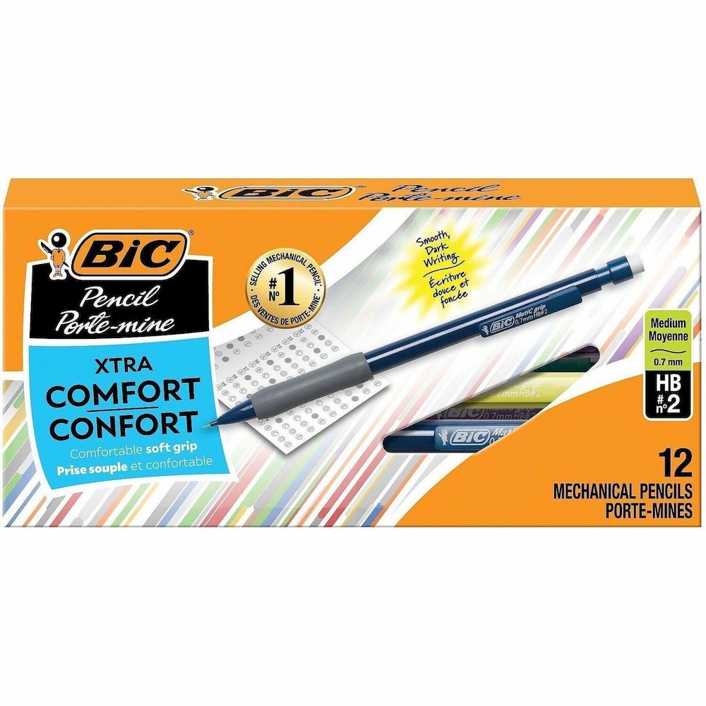 BIC Matic Grip Mechanical Pencils - 0.7 mm Lead - Refillable - Assorted Barrel - 1 Dozen. Picture 1