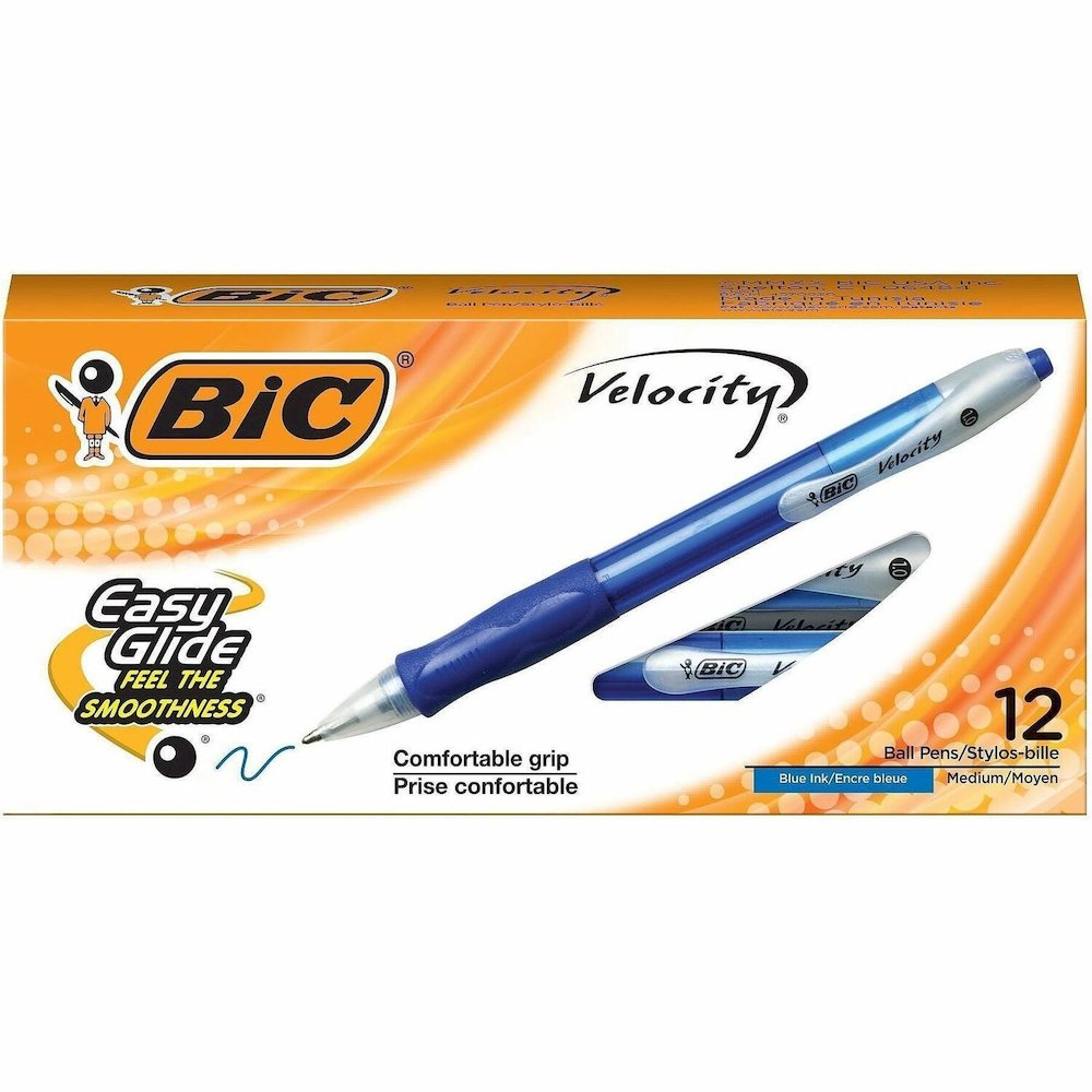 BIC Retractable Ballpoint Pens - Refillable - Retractable - Blue Ink - Translucent Blue Barrel - 1 Dozen. Picture 1