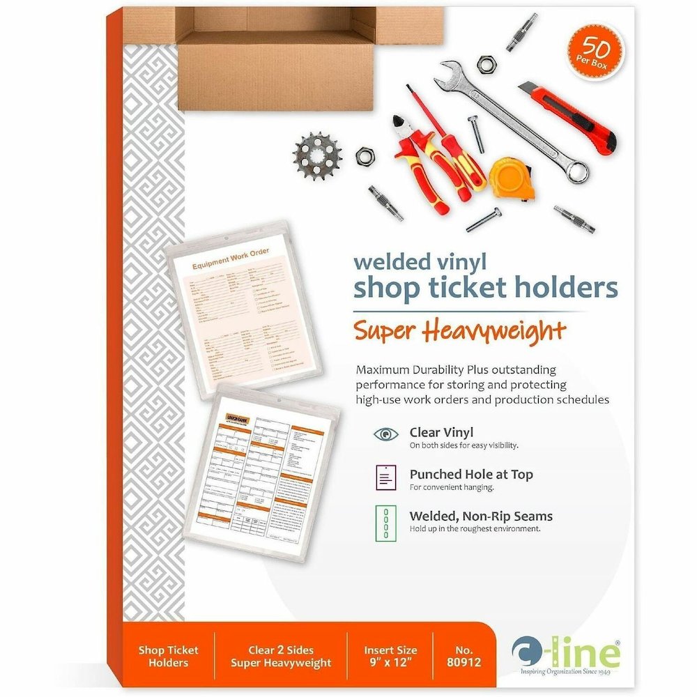 C-Line No Vinyl File Pocket - 9" x 12" - Vinyl - Clear - Punched - 50 / Box. Picture 1
