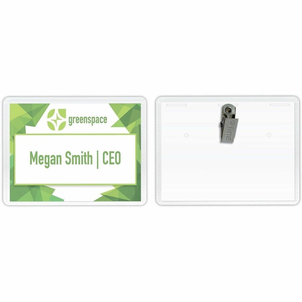 C-Line Laser/Inkjet Clip Style Badge Holder Kits - 2.3" Height x 3.5" Width - Vinyl - Clear - 50 / Box. Picture 1