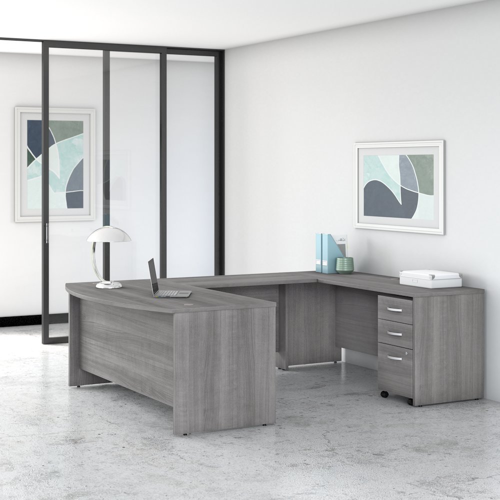 Studio C 72W x 36D U Shaped Desk with Mobile File Cabinet. Picture 2