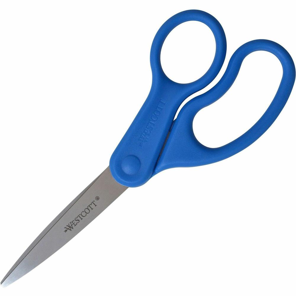 Westcott 8" Straight All Purpose Scissors - 3.50" Cutting Length - 8" Overall Length - Straight-left/right - Stainless Steel - Pointed Tip - Stainless Steel - 1 Each. Picture 1