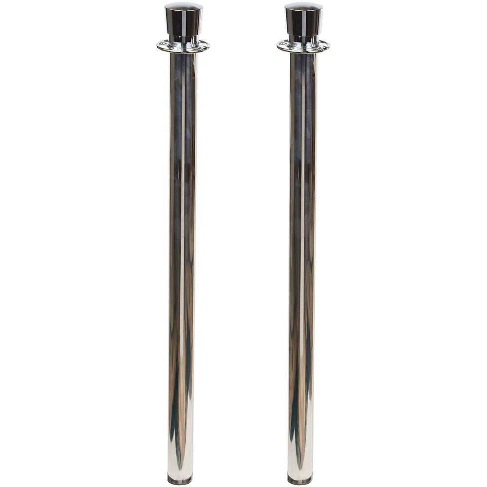 Tatco Heavy-duty Posts for Stanchion - Stainless Steel 41" Post Black Rope - Chrome - 2 / Box. Picture 1