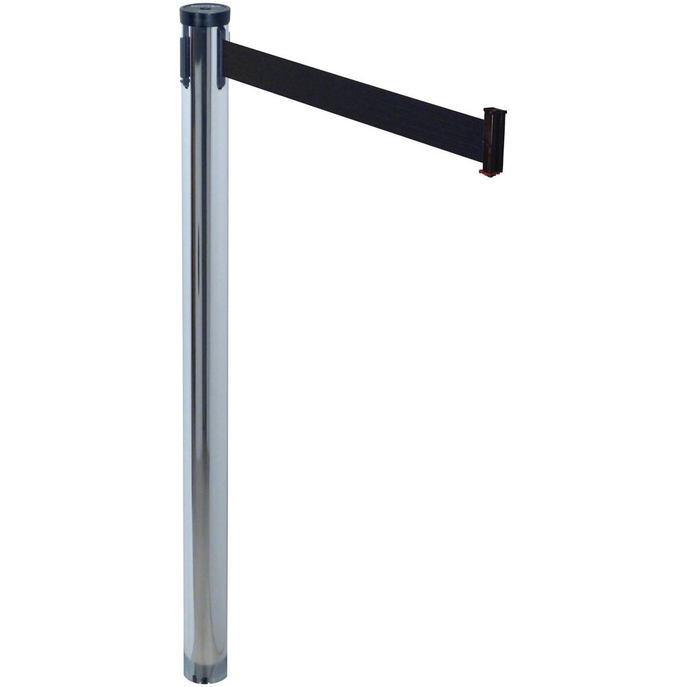 Tatco Adjusta-Tape Stanchion Post - Chrome Plated 10 ft Post Black Tape - Chrome - 2 / Box. Picture 1