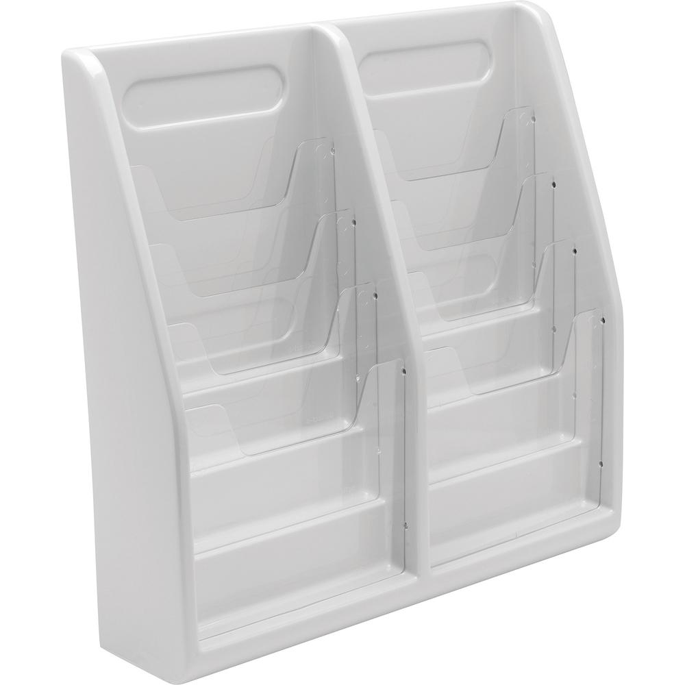 Deflecto Multi-Compartment Literature Display - 8 Pocket(s) - 19.8" Height x 20.3" Width x 5" DepthDesktop - Durable, Lightweight - Gray - Plastic - 1 Each. Picture 1