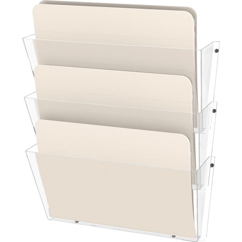 Deflecto Unbreakable DocuPocket - 3 Pocket(s) - 6.5" Height x 14.5" Width x 3" Depth - Unbreakable - Clear - Plastic - 3 / Pack. Picture 1