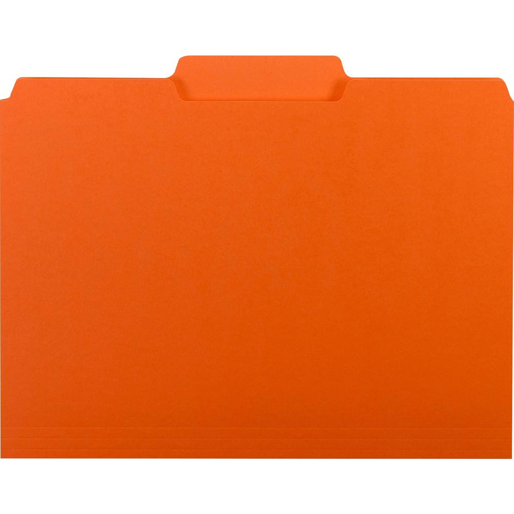 Smead 1/3 Tab Cut Letter Recycled Hanging Folder - 8 1/2" x 11" - 3/4" Expansion - Top Tab Location - Assorted Position Tab Position - Vinyl - Orange - 10% Recycled - 100 / Box. Picture 1