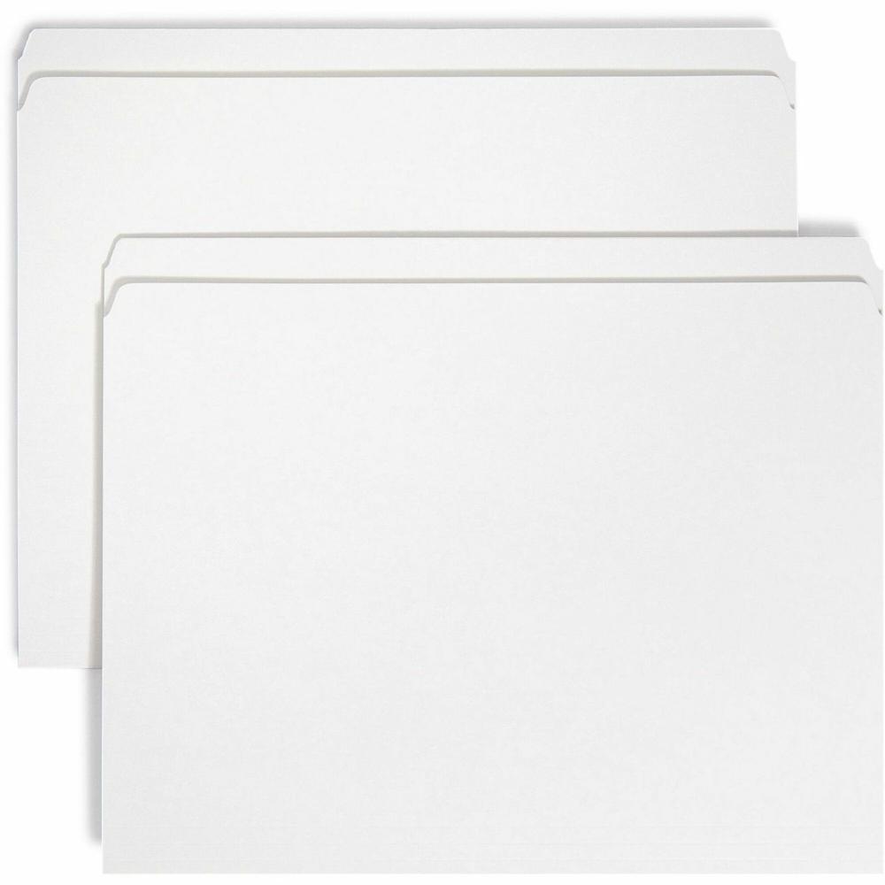 Smead Colored Straight Tab Cut Letter Recycled Top Tab File Folder - 8 1/2" x 11" - 3/4" Expansion - White - 10% Recycled - 100 / Box. Picture 1