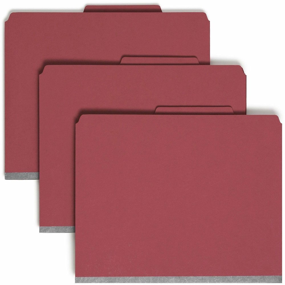 Smead SafeSHIELD 2/5 Tab Cut Letter Recycled Classification Folder - 8 1/2" x 11" - 3" Expansion - 2 x 2S Fastener - 2" for Folder - Top Tab Location - Right of Center Tab Position - 3 Divider - 25 pt. Picture 1