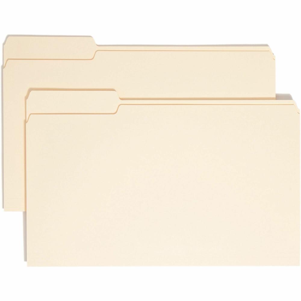 Smead 1/3 Tab Cut Legal Recycled Top Tab File Folder - 8 1/2" x 14" - 3/4" Expansion - Top Tab Location - First Tab Position - Manila - Manila - 10% Recycled - 100 / Box. Picture 1