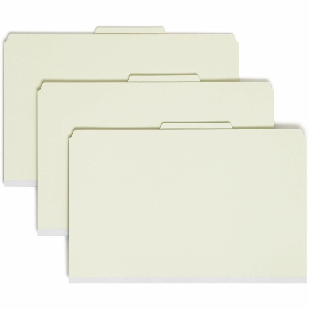 Smead SafeSHIELD 2/5 Tab Cut Legal Recycled Classification Folder - 8 1/2" x 14" - 2" Expansion - 2 x 2S Fastener - 2" for Folder - Top Tab Location - Right of Center Tab Position - 1 Divider - 25 pt.. Picture 1