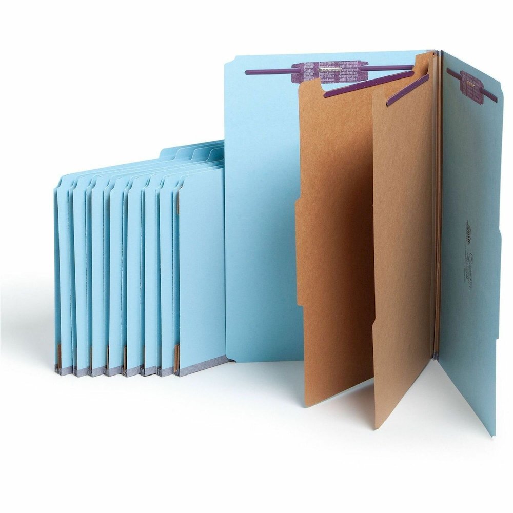 Smead SafeSHIELD 2/5 Tab Cut Legal Recycled Classification Folder - 8 1/2" x 14" - 2" Expansion - 2 x 2S Fastener - 2" for Folder - Top Tab Location - Right of Center Tab Position - 2 Divider - 25 pt.. Picture 1