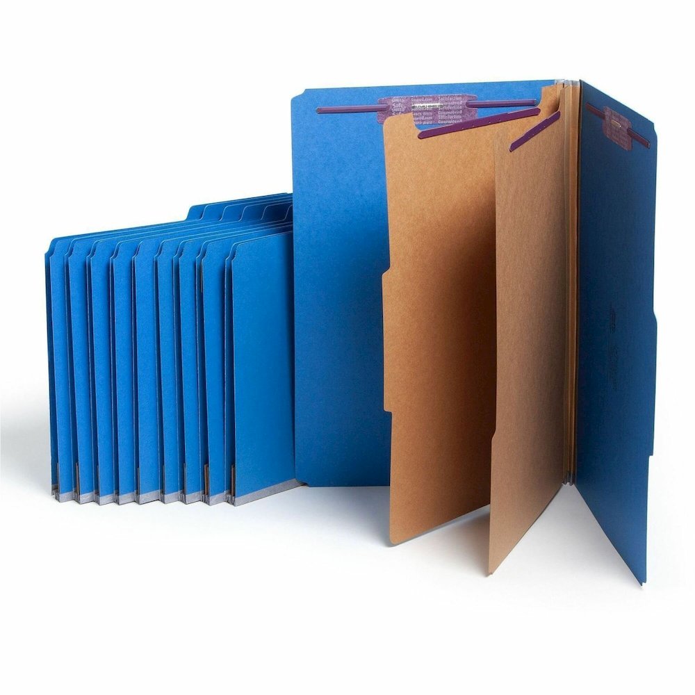 Smead SafeSHIELD 2/5 Tab Cut Legal Yes Classification Folder - 8 1/2" x 14" - 2" Expansion - 2 x 2S Fastener - 2" for Folder - Top Tab Location - Right of Center Tab Position - 2 Divider - 25 pt. - Pr. Picture 1