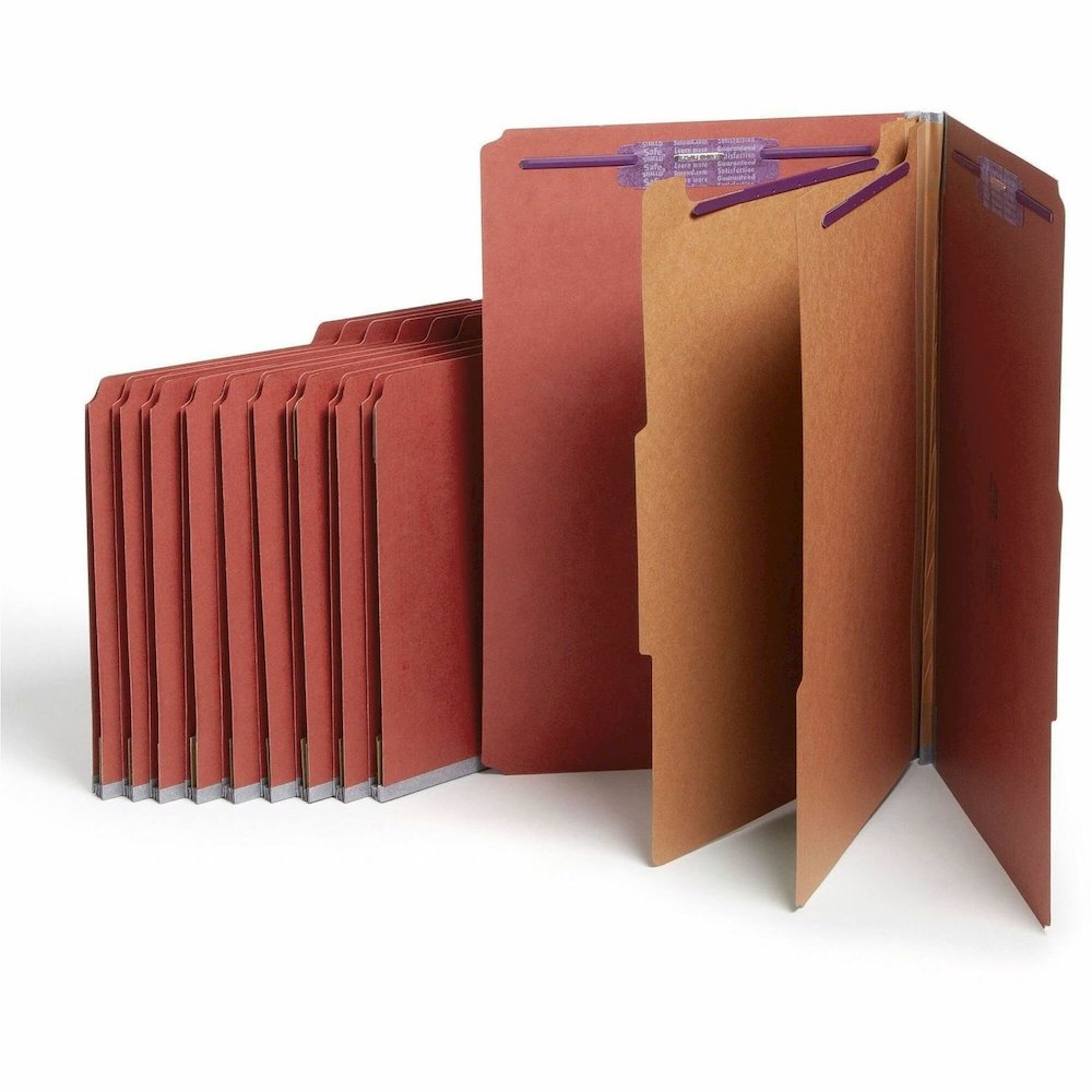 Smead SafeSHIELD 2/5 Tab Cut Legal Recycled Classification Folder - 8 1/2" x 14" - 2" Expansion - 2 x 2S Fastener - 2" for Folder - Top Tab Location - Right of Center Tab Position - 2 Divider - 25 pt.. Picture 1