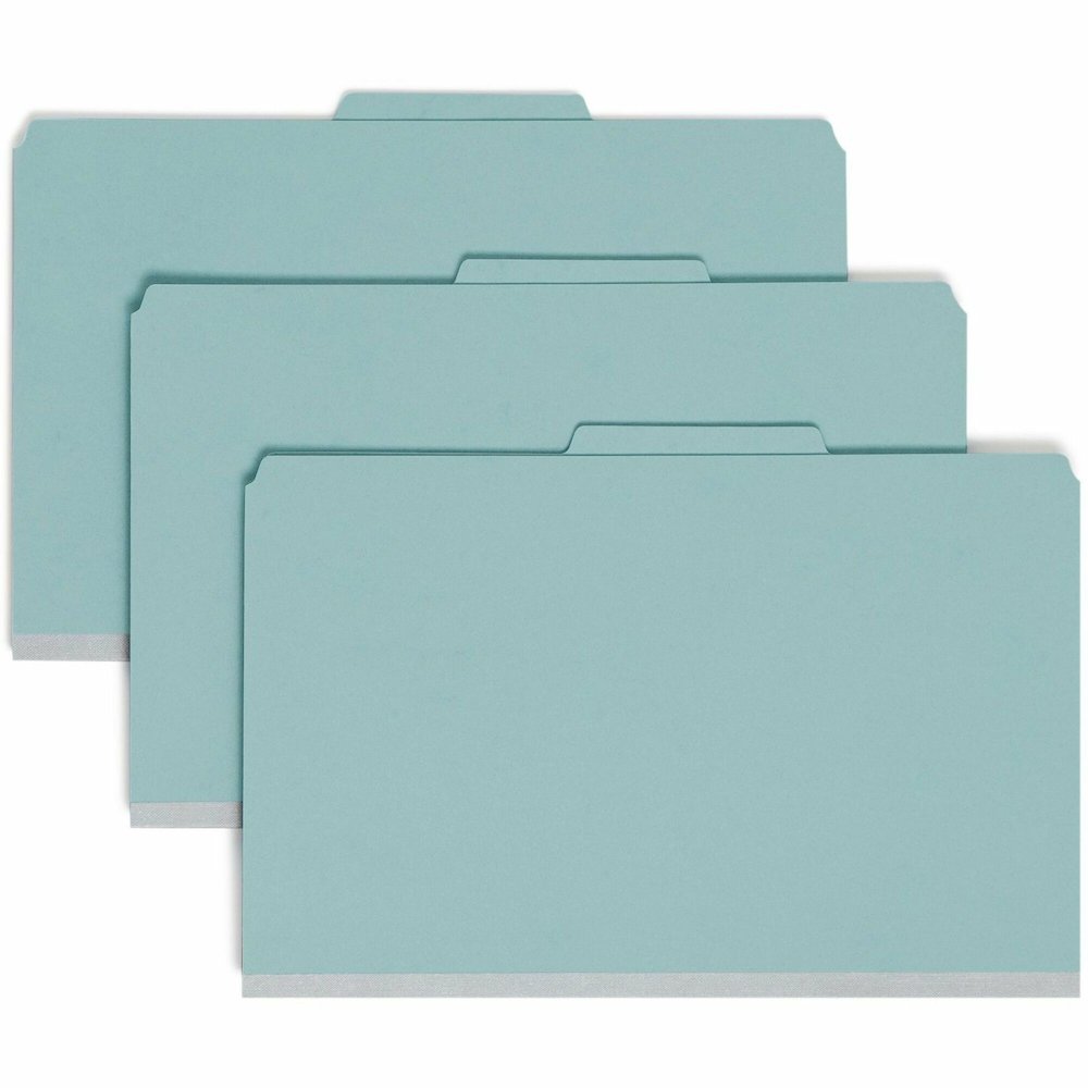 Smead SafeSHIELD 2/5 Tab Cut Legal Recycled Classification Folder - 8 1/2" x 14" - 3" Expansion - 2 x 2S Fastener - 2" for Folder - Top Tab Location - Right of Center Tab Position - 3 Divider - 25 pt.. Picture 1