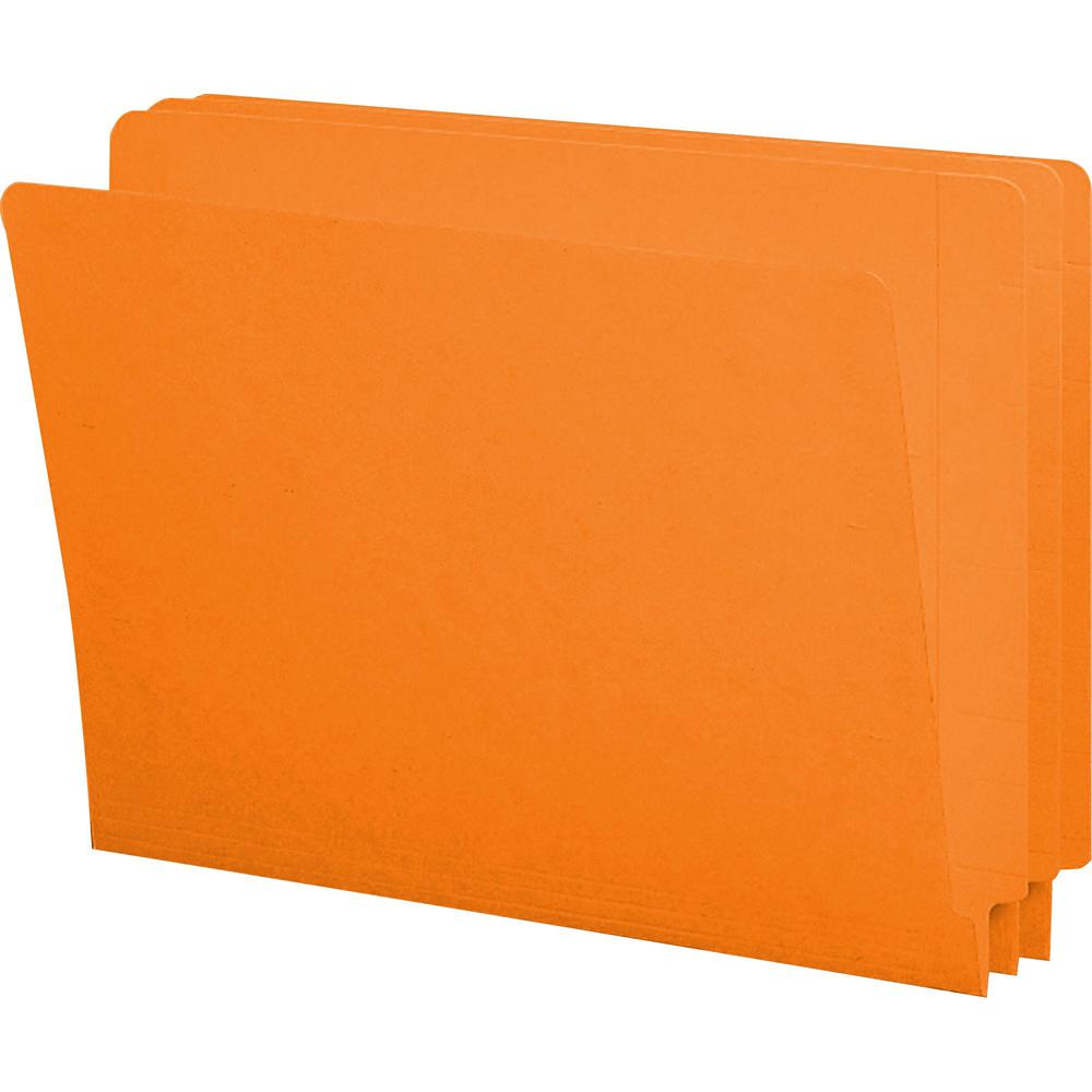 Smead Shelf-Master Straight Tab Cut Letter Recycled End Tab File Folder - 8 1/2" x 11" - 3/4" Expansion - Orange - 10% Recycled - 100 / Box. Picture 1