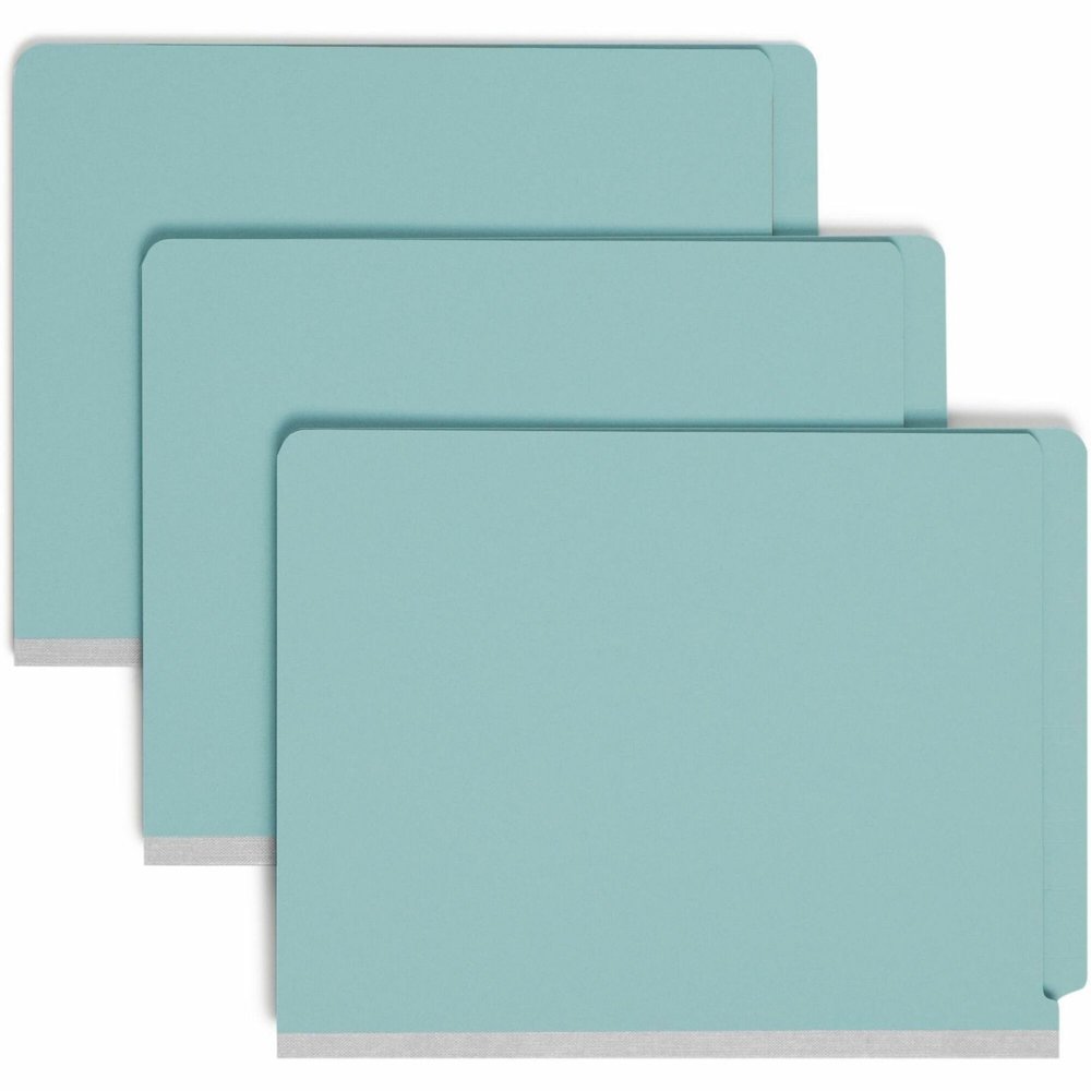 Smead Straight Tab Cut Letter Recycled Classification Folder - 8 1/2" x 11" - 2" Expansion - 2 x 2S Fastener - 2" for Folder - End Tab Location - 2 Divider - 25 pt. - Pressboard - Blue - 100% Recycled. Picture 1