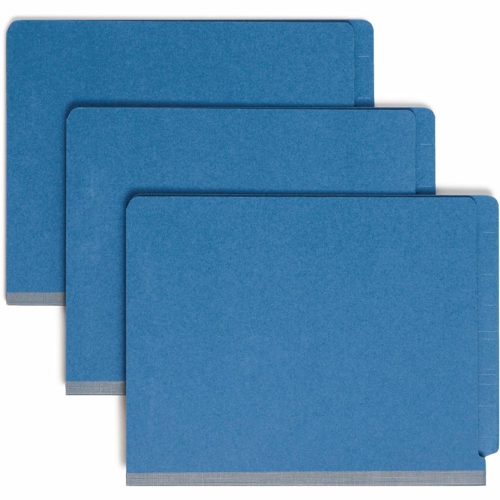 Smead Straight Tab Cut Letter Recycled Classification Folder - 8 1/2" x 11" - 2" Expansion - 2 x 2S Fastener - 2" for Folder - End Tab Location - 2 Divider - 25 pt. - Pressboard - Dark Blue - 100% Rec. Picture 1