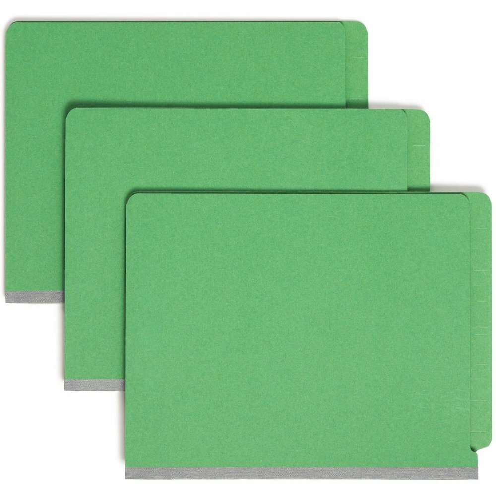 Smead Straight Tab Cut Letter Recycled Classification Folder - 8 1/2" x 11" - 2" Expansion - 2 x 2S Fastener - 2" for Folder - End Tab Location - 2 Divider - 25 pt. - Pressboard - Green - 100% Recycle. Picture 1