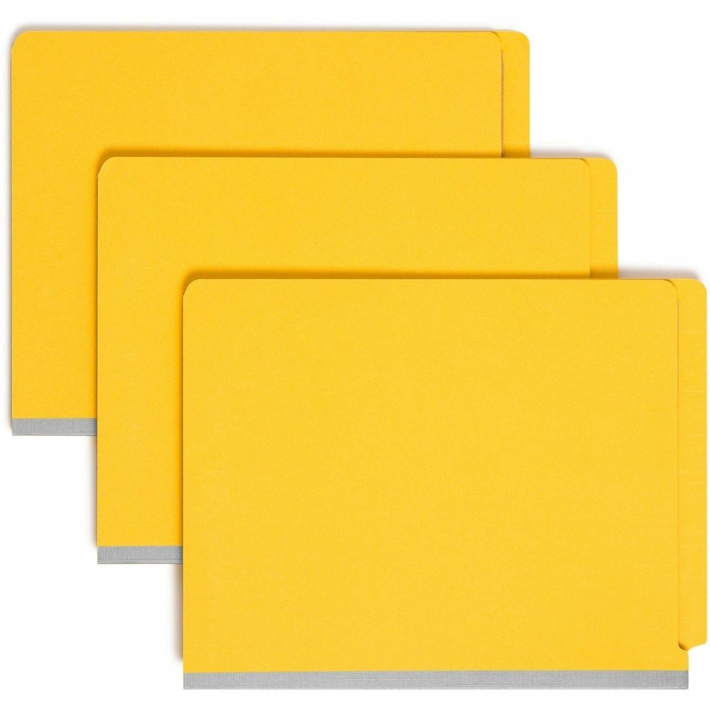 Smead Straight Tab Cut Letter Recycled Classification Folder - 8 1/2" x 11" - 2" Expansion - 2 x 2S Fastener - 2" for Folder - End Tab Location - 2 Divider - 23 pt. - Pressboard - Yellow - 100% Recycl. Picture 1