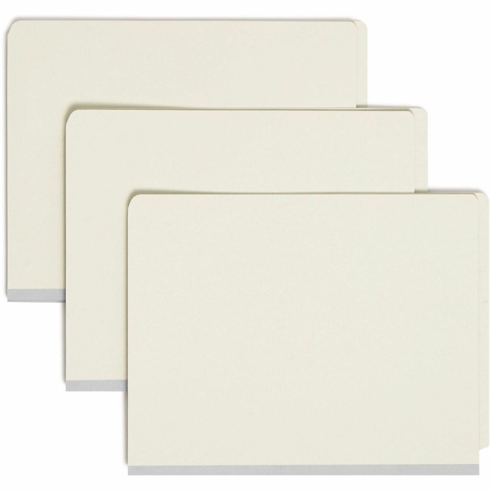 Smead Straight Tab Cut Letter Recycled Classification Folder - 8 1/2" x 11" - 3" Expansion - 2 x 2S Fastener - 2" for Folder, 1" for Divider - End Tab Location - 3 Divider - 25 pt. - Pressboard - Gray. Picture 1