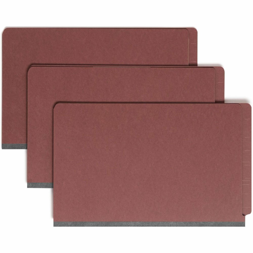 Smead Straight Tab Cut Legal Recycled Classification Folder - 8 1/2" x 14" - 2" Expansion - 2 x 2S Fastener - 2" for Folder - End Tab Location - 2 Divider - 25 pt. - Pressboard - Red - Heavy Duty, Tea. Picture 1