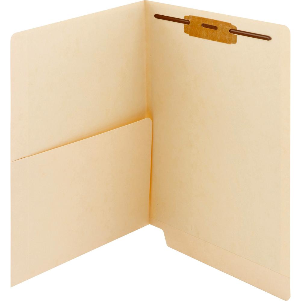 Smead Straight Tab Cut Letter Recycled Fastener Folder - 8 1/2" x 11" - 3/4" Expansion - 1 x 2B Fastener(s) - 2" Fastener Capacity for Folder - 1 Inside Front Pocket(s) - Manila - 10% Recycled - 50 / . Picture 1