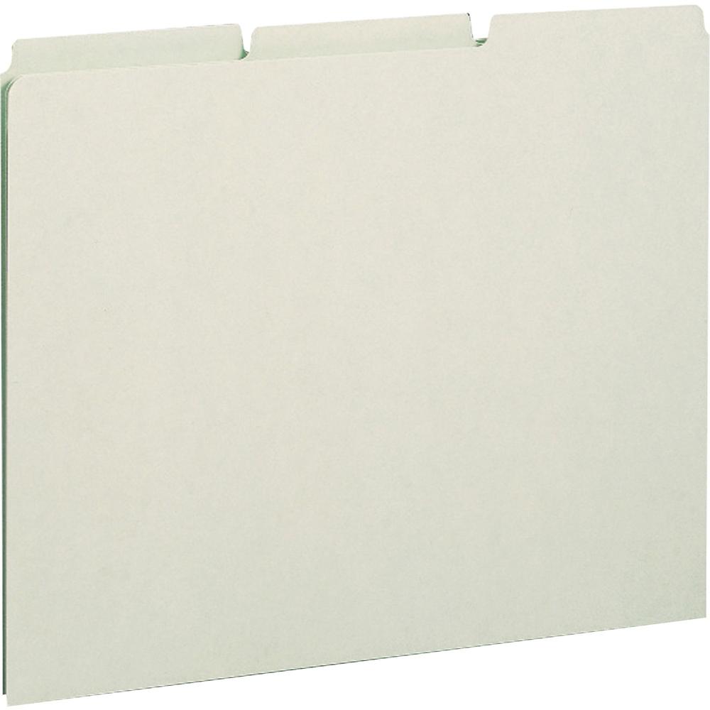 Smead Filing Guides with Blank Tab - Blank Assorted Tab(s) - Letter - Gray Pressboard, Green Tab(s) - Recycled - 100 / Box. Picture 1