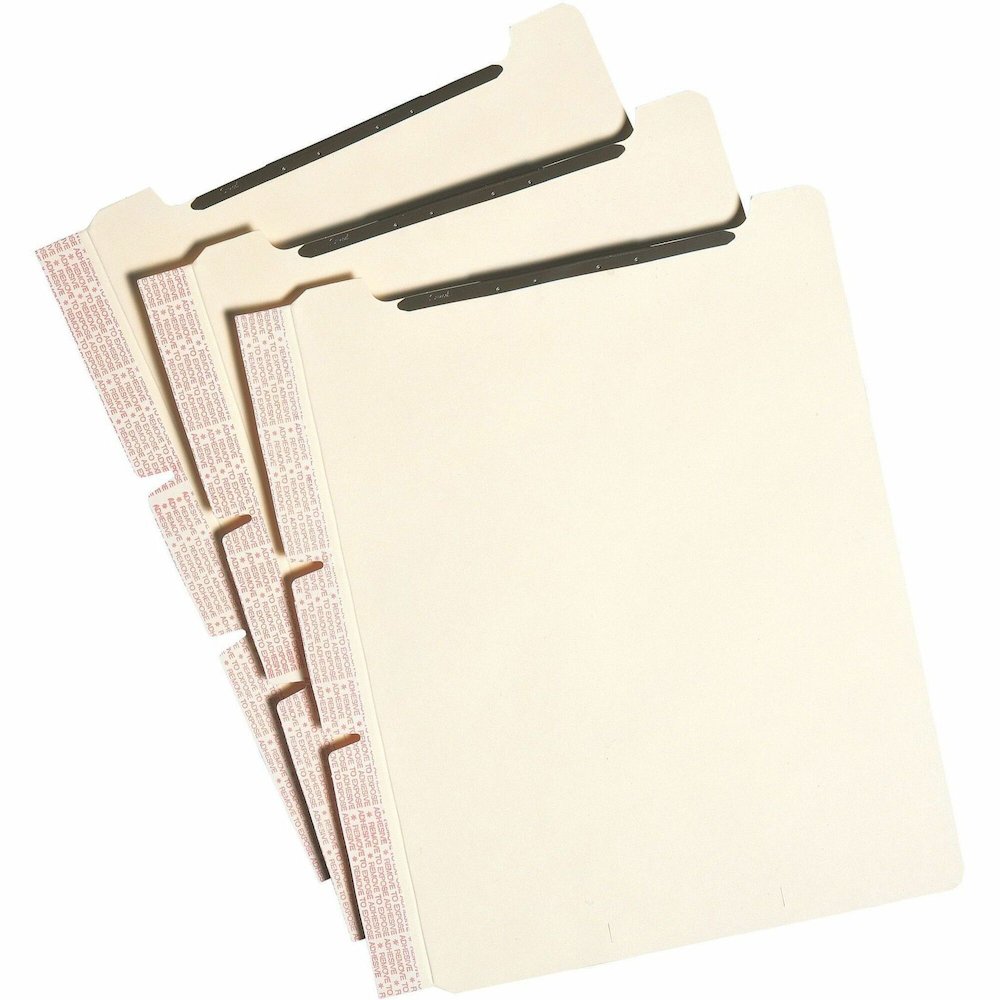 Smead Self-Adhesive Folder Dividers with Twin-Prong Fastener - For Letter 8 1/2" x 11" Sheet - Manila - Manila - 25 / Pack. Picture 1