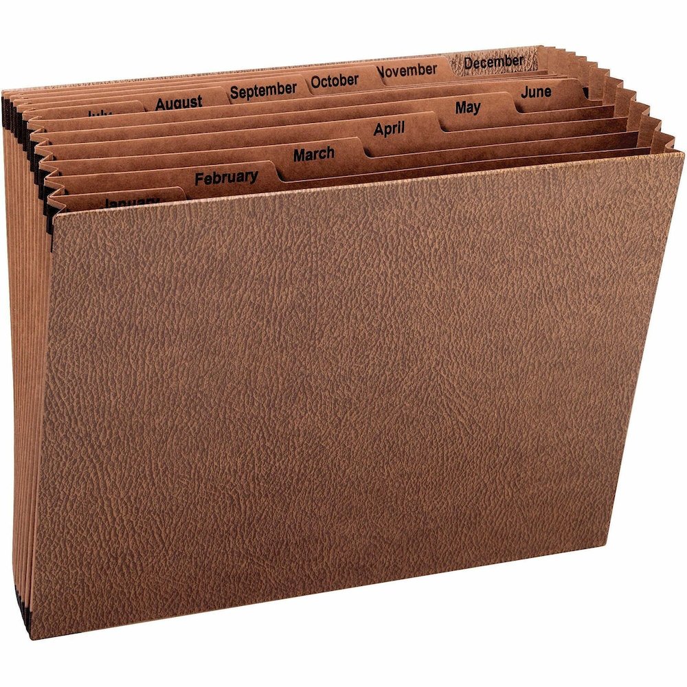 Smead Letter Recycled Expanding File - 8 1/2" x 11" - 7/8" Expansion - 12 Pocket - Redrope - Tear Resistant, Reinforced Gusset - 30% Recycled - 1 Each. Picture 1